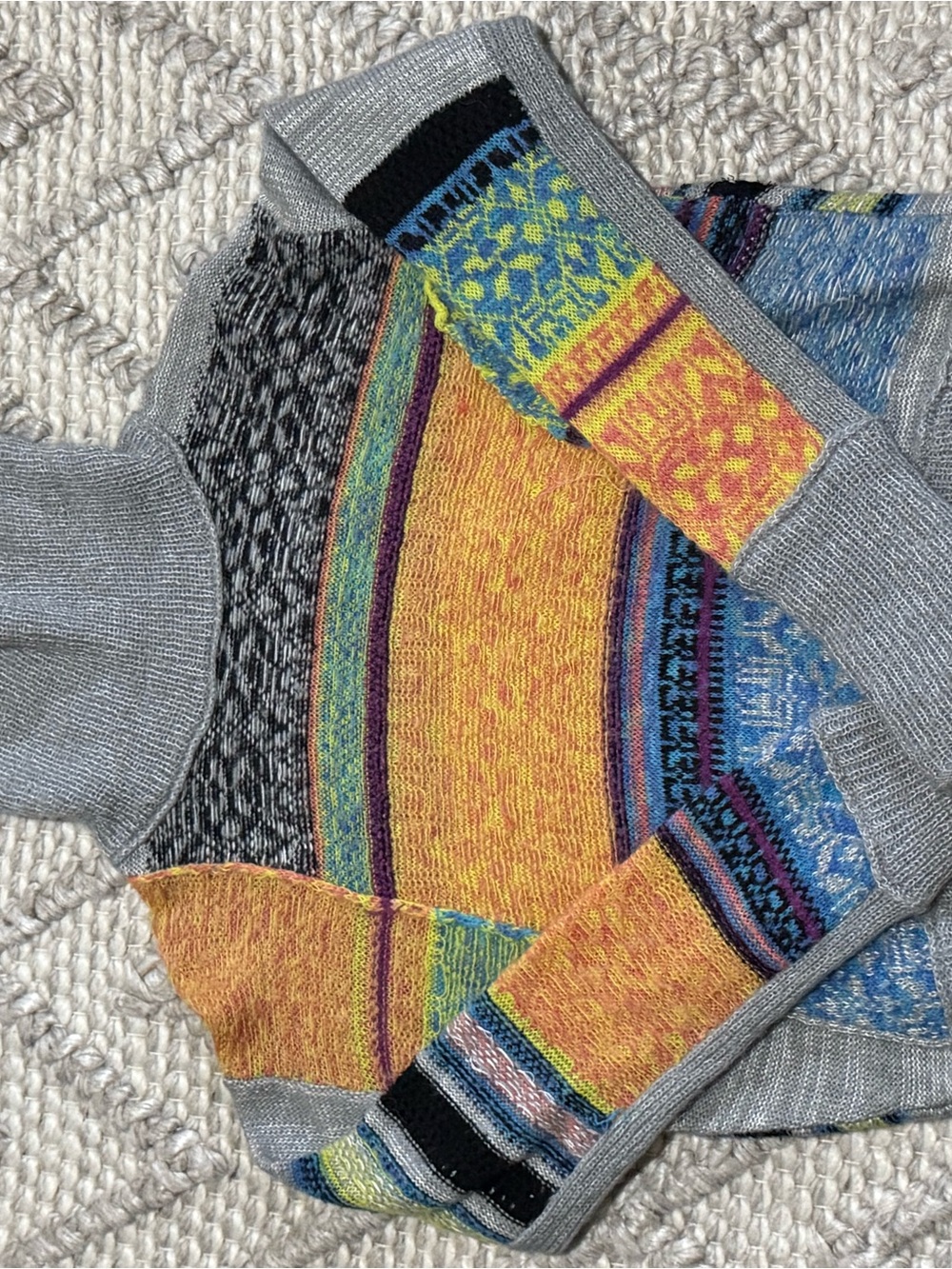Free People Gray Sweater with Blue Accent Stripe